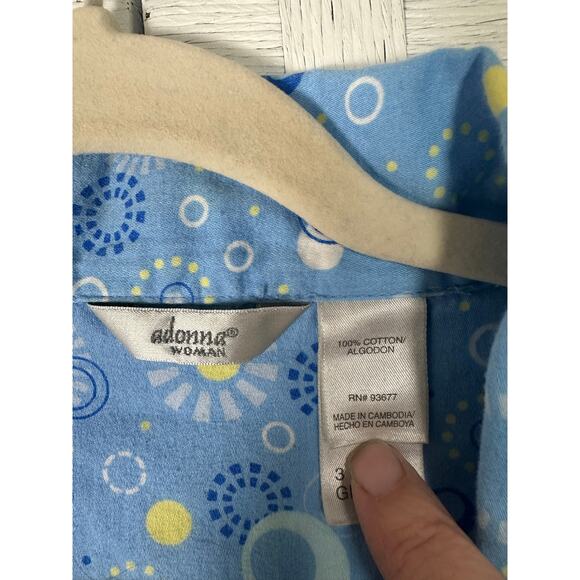 Adonna women’s sleep shirt￼ button up stars & moons flannel cozycore plus size - Picture 3 of 7